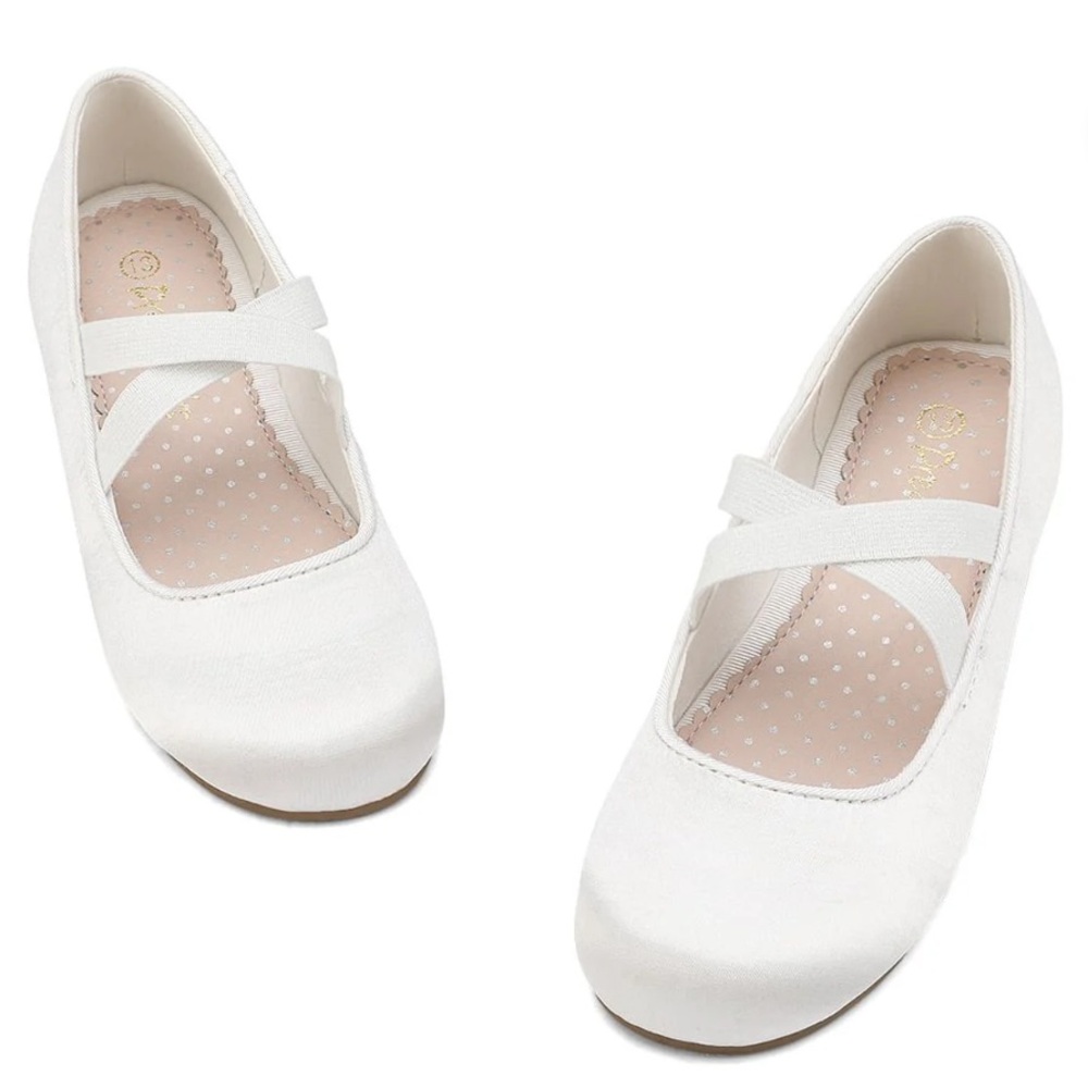 Dream Pairs Angie Girls Flat Dress Wedding Shoes White Size 2